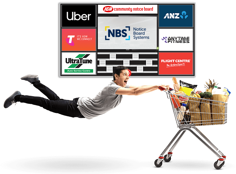 Many flying behind shopping cart Many flying behind shopping cart